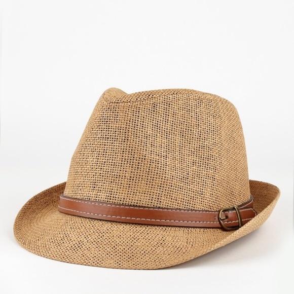boho leather belted trim straw fedora - Picture 6 of 7